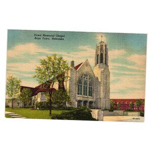 Vintage Dowd Memorial Chapel Boys Town Nebraska Postcard Linen Unused Art Church